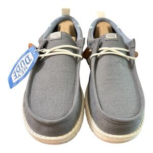 Hey Dude Wally Craft Linen Shoes Men’s Size 12 Monument Grey/Faded Denim